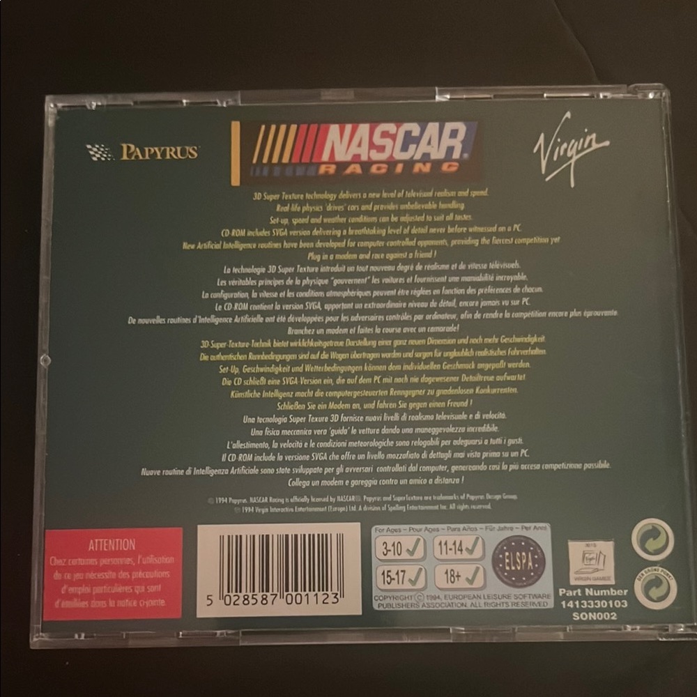 NASCAR Racing CD by Papyrus - Picture 2 of 3